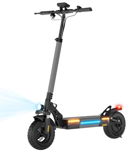 Electric Scooter for Adults, 28 MPH Top Speed, 28 Mile Range, 1000W Powerful Motor, 10 Off-Road Tires, Dual Suspension & Ambient Light & Turn Signals, Foldable Adjustable Handlebar Commuting Scooter