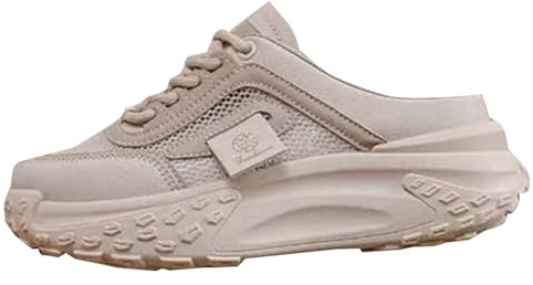 Zoccoli da donna leggeri e traspiranti – Slip On Pantoletten Sandali Sabots per il tempo libero – Pantofole comode antiscivolo con plateau Slippers in rete, cachi, 40 EU
