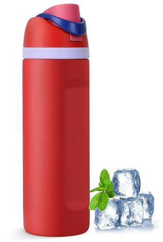 SINZONeu® Borraccia Termica 710ml Rosso - Termos in Acciaio Inox con Cannuccia, Doppia Parete, Senza BPA, Impermeabile per Bevande Calde e Fredde