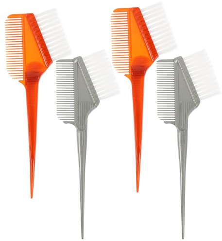 TEHAUX 4 Stück Haarfärbepinsel mit Rutschfestem Griff Doppelseitiger Friseur Haarfärbeapplikator mit Borsten und Kamm Langlebiges Material für Präzises Färben Im Salon und Zuhause