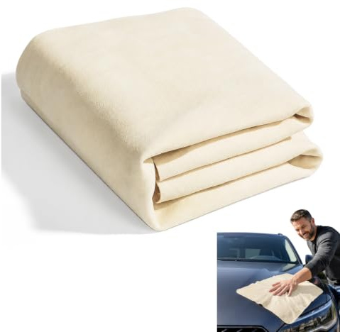 Yerozhui Shammy Ledertuch zum Trocknen von Autos, Fensterleder für Autos, 65 x 40 cm, super saugfähiges Leder für Autos, weiches und langlebiges Auto-Reinigungstuch, geeignet für Autowäsche