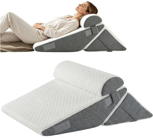 Keilkissen orthopädisch, 3-teiliges Ergonomisch Kissen-Set, höhenverstellbares Keilkissen Bett für Bett & Sofa, 25D hochelastischer Memory-Schaum, für ältere Menschen, Büroangestellte & Schnarcher