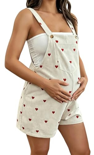 Gefomuofe Salopette da donna premaman estive, salopette per gravidanza, casual, corta, moda premaman regolabile, con stampa, tuta da donna in cotone