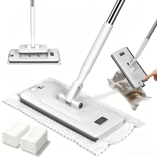 VOIDHUES Mopp med tryckklämsystem 120 cm 2-i-1 kontaktlös golvmopp smidig drift snäppklämsystem lämpligt för rengöring av olika ytor, inklusive golv, väggar och tak