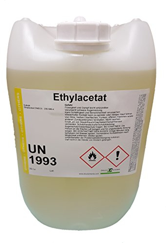 DC DruckChemie GmbH Ethylacetat 10 Liter - Ethyläther - Starkes Lösungsmittel mit hoher Lösekraft bei Lacken, Farben, Wachse und Harze - Reinigungsmittel