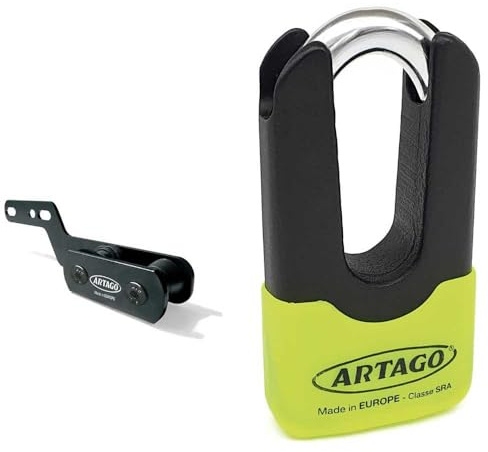 Artago 69X3 Pack Bromsskivlås Stöldskydd Hög Säkerhet + Hållare för Kawasaki Z900, Homologerad SRA, Sold Secure Gold, ART4