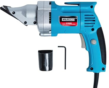 Wild Edge Electric Metal Shear, 14 Gauge 5.0 Amp Variable Speed Swivel Head Heavy Duty Sheet Metal Cutter