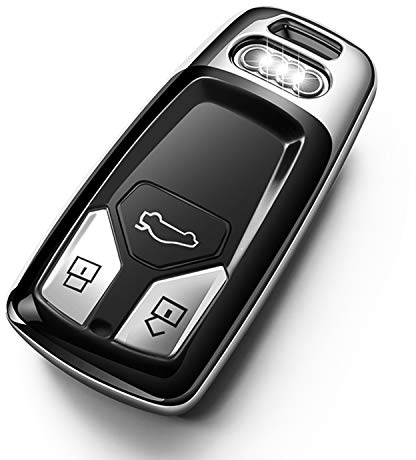 Tukellen Audi Fob Cover, Soft TPU Key Case Compatible with Audi A4 Q7 Q5 TT A3 A6 SQ5 R8 S5 Smart Key (Silver)