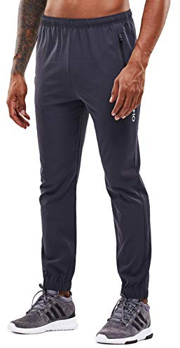 YAWHO Herren Jogginghose Trainingshose Sporthose Sweathose Fitnesshose Freizeithose Lang mit Reissverschluss Taschen und Kordelzug