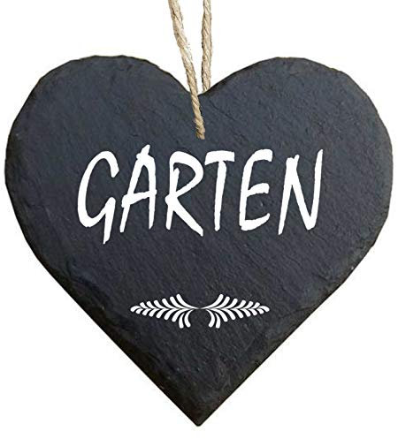 Homeyourself Herz Schieferherz Schiefer Schieferschild 10 x 10 cm Garten schwarz Dekoschild Wandschild Schild Stein Gartenschild
