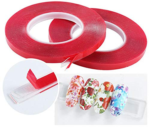 Seully 2 st 10 m nagelverktyg, transparent, dubbelsidig självhäftande kristall-tejp, spik transparent och spårlös dubbelsidig självhäftande för nagelfilm och tejp, nagelkonst visningstejp