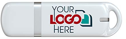 Possibox Impreso Ovalado Memoria USB Personalizada 8GB USB 2.0 Personalizable Pendrive con Logotipo/Texto - al por Mayor - Blanco 100 Piezas