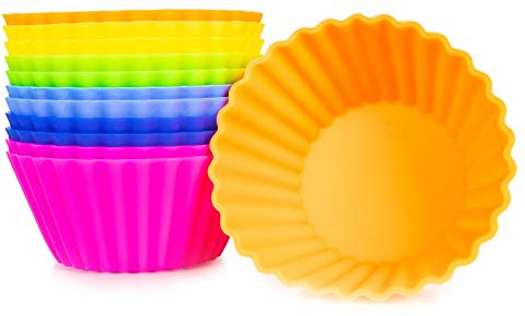 PhoneNatic - 12x XXL Cupcake-Förmchen in 6 verschiedenen Farben - Silikon große Muffin-Formen Backform, 9 cm