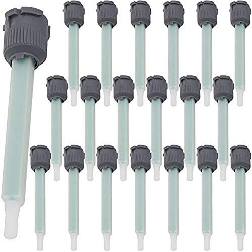 Chiloskit 20pcs Epoxy Mixing Nozzle Tips, Resin Mixer Adhesive Gun Nozzles, Clear, 50ml AB Glue Cartridge Compatible, Excellent Mixing Effect