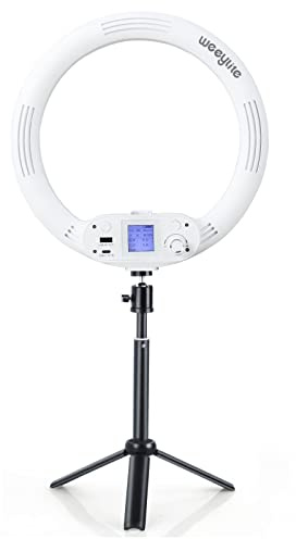 Weeylite 10,5 Zoll RGB LED Ringlicht mit Stativ & Handyhalter für Laptop Computer,APP-Steuerung/Akku/2500-8500K/0-360° Vollfarbe Tischringlicht für Videokonferenz,Selfie,Live-Stream,Makeup,Fotografie