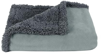 Pawsee Waterproof Dog Blanket Washable, Sherpa Fleece Pet Blanket for Puppies Cats Dogs, Reversible Waterproof Protector Cover for Dog Sofa Bed, 125 x 75 cm, Grey