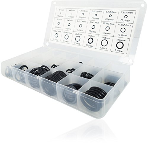 HMH-Shop 225-teiliges Dichtungsringe Set Ø 3-22 mm O Ringe Dichtungsset Gummi Dichtungen für Sanitär Gummidichtung rund O Ring Sortiment Dichtringe