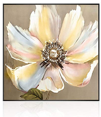 Ölbilder Auf Leinwand Handgemalt,Moderne Abstrakte Blumenkunst 100% Handgezeichnet Acrylmalerei Kunstwerk, Große Nordische Rosa Blumen Gemälde Rahmenlose Coole Bilder Kunst Wand Für Zu Hause Korr