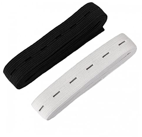 Bemvp Knopfloch-elastische Band 2pcs Weiße Und Schwarze Einstellbare Hose-knopf-streckmittel 2 cm X 1,5 M Zum Nähen Von Strickbändern