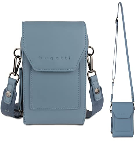 bugatti Almata Umhänge-Geldbörse mit Smartphone-Fach, Crossover Tasche für Damen, blau