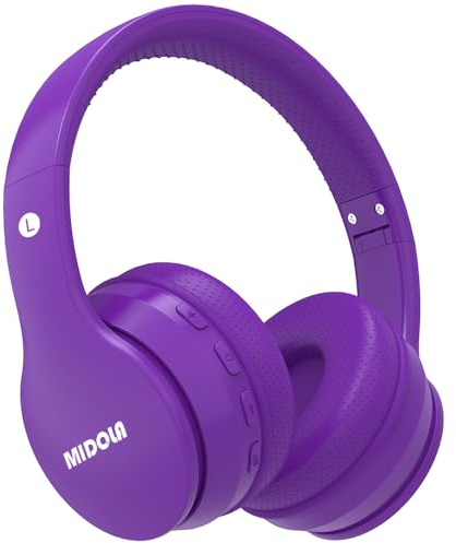 MIDOLA Kids Bluetooth Headphones 68H Play Time,Volume Limit 85/94dB, Foldable Lightweight Wireless Over-Ear Headphone for Kid Toddler Child Pad Tablet,Headsets with Built-in Mic Purple