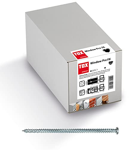 TOX Rahmenschraube Window Pro FK 7,5/92 mm aus einsatzgehärtetem Stahl, Abstandsmontage für Fenster und Türen, Pan Head-Schraubenkopf mit TX30-Antrieb, 100 Stück in der Kartonage, 09210155