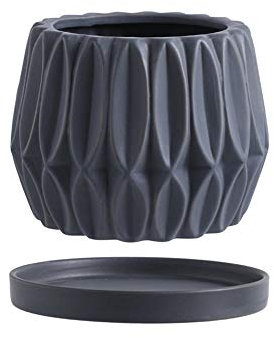 GImLY Keramik-Blumentopf Kaktus Innen- und Außenpflanzer Nordischer Stil Sukkulenten-Blumen-Grün-Blumentopf Matt glasiertes Becken Minimalistischer Büro-Desktop Innen-Grünpflanzen-Topf mit Tablett