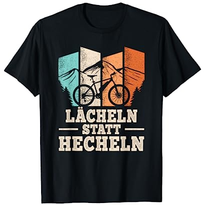 Lächeln Statt Hecheln Radfahrer Fahrradfahrer E-Bike Spruch T-Shirt