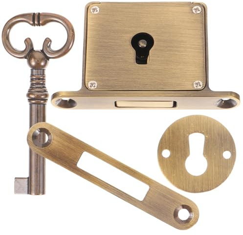 Gadpiparty Vintage Drawer Lock Brass Cabinet Lock for Drawer File Cabinet Key for Kitchen Cupboard