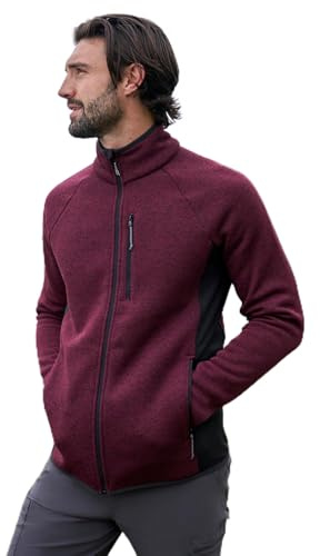 Mountain Warehouse Polaire zippé Treston pour Homme - avec pans Extensibles - Anti-Boulochage - Idéal pour Le Camping, l'extérieur, Les Voyages et la randonnée Bordeaux L