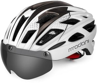 madani HT19 Casque de vélo pour homme et femme réglable de 57 à 61 cm - Casque avec visière magnétique amovible UV400 et filet anti-insectes - Léger et sûr - 280 g - Respirant avec 21 canaux