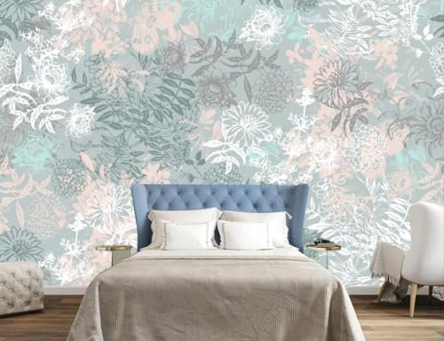 Non-Woven Murals Kids Wood Effect Boys Girls 3D Black and White Modern Aesthetic Elegant Flowers Grey Silver Graffiti Living Room Bedroom Kitchen Wallpaper