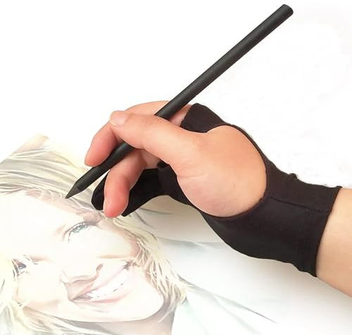 MMOBIEL Drawing Glove with Thumb Wrap for Digital Tablet Model B 2-Finger Palm Rejection Artist Glove – Small Size – Right and Left Hand Use