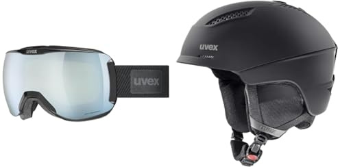 uvex downhill 2100 CV planet Skibrille für Damen und Herren konstraststeigernd beschlagfrei black/white-green & ultra Skihelm für Damen und Herren individuelle Größenanpassung optimierte Belüftung