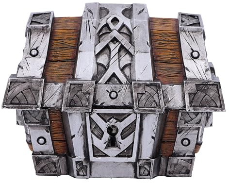 Nemesis Now World of Warcraft silverbunden skattkista låda 10,5 cm, harts, silverbrun, officiell World of Warcraft Merch, skattkista låda, spelkontrollbox
