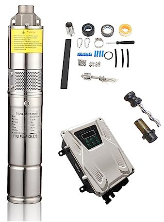 Pompe solaire extérieure de fontaine, Pompes de forage solaires à tête cc de 80m for pompe de puits profond hélicoïdale solaire profonde d'irrigation avec pompe à eau solaire à vis 24V