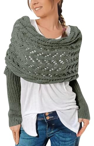 Schal Mit Ärmeln, Multifunktionaler Schal Mit Ärmeln Für Damen Gestrickter Schal Sweater Wrap Boho Pashmina Schal Umhang Strickschal Damen Schal Damen Winter Schal Mit Ärmeln Strick