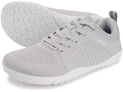 WHITIN Women's Wide Barefoot Minimalist Shoes Zero Drop Trail Running Hiking Sneaker Size 9 Cross Hike Trainer Walking Gym Workout Lifting Light Grey 40
