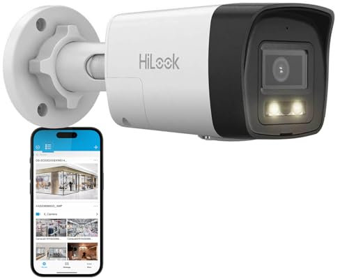 HiLook by HIKVISION Überwachungskamera aussen 4K/8MP Auflösung, ohne WLAN, LAN/PoE kabelgebunden, Kamera Überwachung außen mit KI - Bewegungsmelder, Outdoor Kamera, Nachtsicht, SD-Karten-Slot