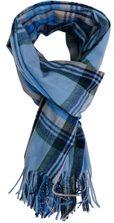 Walniverse Schal Herren Winter – Bequemer Herrenschal, warm und weich, stilvoll kariert, für Alltag und Business (Dunkelblau & Hellblau)