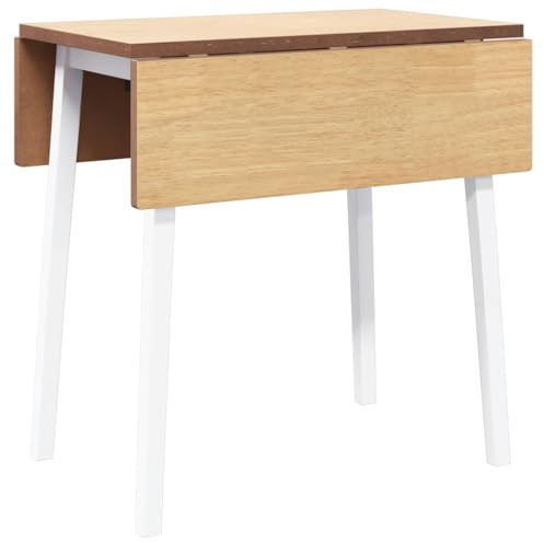 vidaXL Esstisch Weiß Massivholz Gummibaumholz