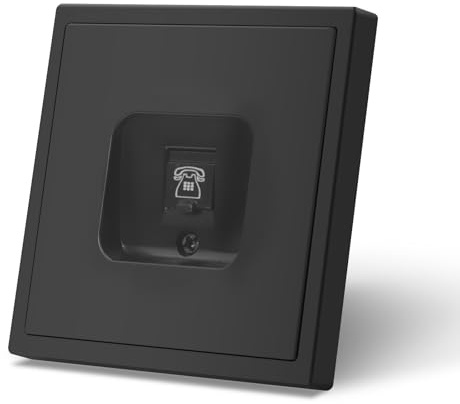 MVAVA Schuko Steckdose EU-Standard Telefonsteckdose, 80mm x 80mm Unterputz Steckdose, Einfache Installation, 3-Draht Erforderlich, Schwarz