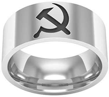 Simbolo comunista anello martello e falce sigillo acciaio titanio URSS simbolico gioielli ispirati, Small, Metallo