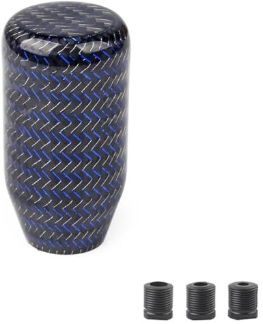 Schaltknauf-Adapter Für JDM Style Universal Oval/Sphere Carbon Fiber Manual Gear Shift Knob Mit 3 Adaptern Für Die Meisten Autodekorationen(Blue-70mm)