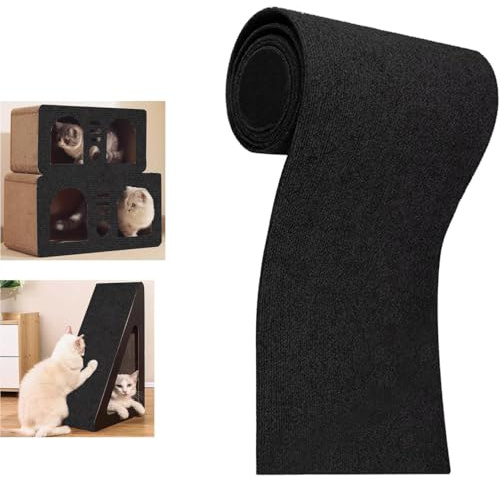 Selbstklebend Kratzteppich Katze,Zuschneidbare Kratzmatte als Kratzwand, Kratzbrett & Kratzschutz,Kratzwand für Sofa, Wand & Möbel,Kratzschutz Katze für Zuhause(Schwarz, 30 * 100cm)