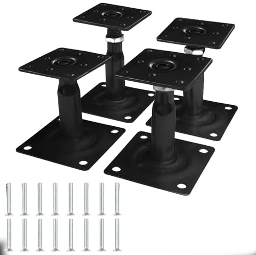 4 Stück Pfostenträger Höhenverstellbar, Verzinkte Pfostenträger 100-140mm, Stützen Höhenverstellbar zum Aufschrauben für Zäune, Unterstände, Carports, Pergolen, Bauarbeiten Super Dick