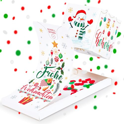 DPKOW Explosionsbox Weihnachten Karte, Lustige Geschenkbox Weihnachten Überraschungsbox Geschenke für Kinder Erwachsene, Weihnachtsbox Mystery Box mit Konfetti, Explosionsbox Geburtstag Geschenke