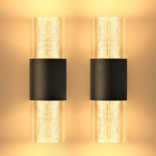 YindaLux 2 Stück LED Wandlampe Innen 4W 400LM, Touch-Bedienung Modern LED Wandleuchte Innen 2700K 3000K 4000K, Nachtlicht Dimmbar für Schlafzimmer Korridor Wohnzimmer Treppe(Schwarz)