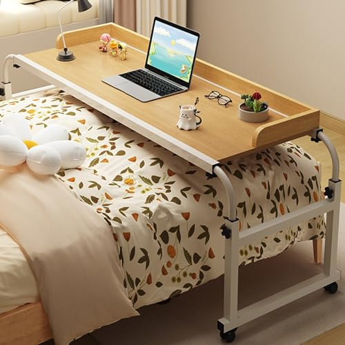 Generico Carrello per Laptop Regolabile con Ruote - Postazione di Lavoro Mobile in Piedi per Letto, Ufficio, Soggiorno e Camera da Letto - Tavolo Regolabile in Altezza per Comfort e flessibilità (NER