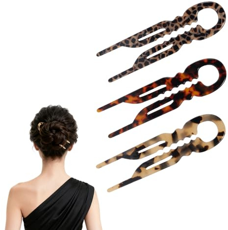 Fukaisu 3pcs French Hair Pins for Women,French Hairpins U-Shaped Ergonomic Design with Double-Notch Locking Non-Slip Buns Clips for Thick or Thin Hair